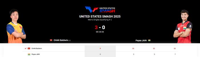 陈颢桦3比0横扫贾恩晋级WTT美国大满贯男单次轮